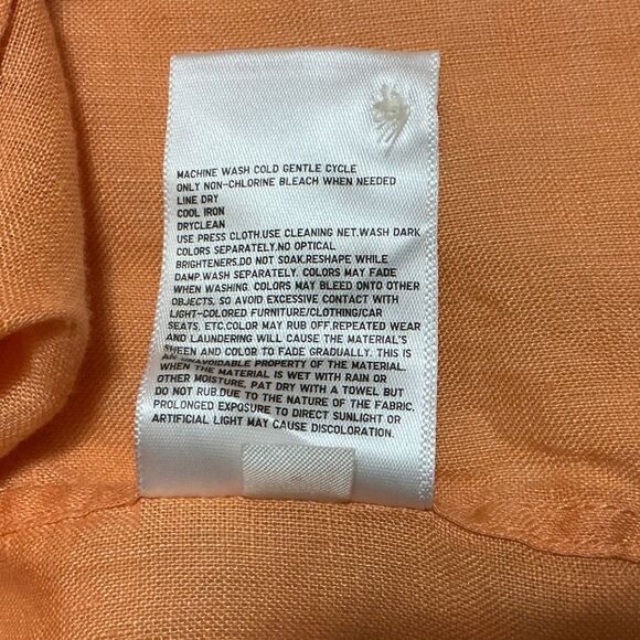 Uniqlo 100% Linen Shirt Women's Size XL  Long Sleeves Button-Up  Apricot - Picture 5 of 6